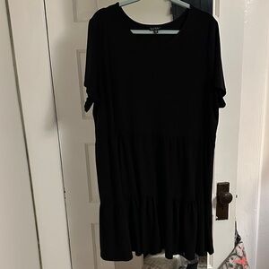 Nicole Miller 2X Casual Black Ruffle Dress short sleeves Dresscode
